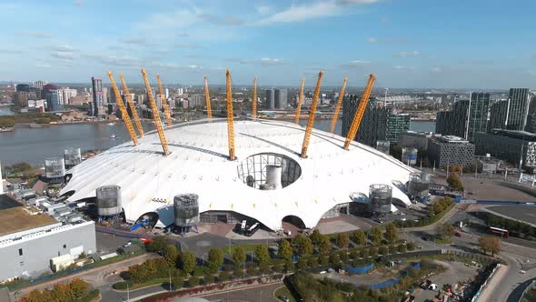 Aerial Bird's Eye View of Iconic Concert Hall of O2 Arena in North ...