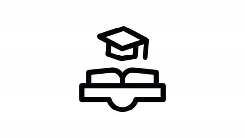 Animated Book and Graduation Cap Education Icon Reveal