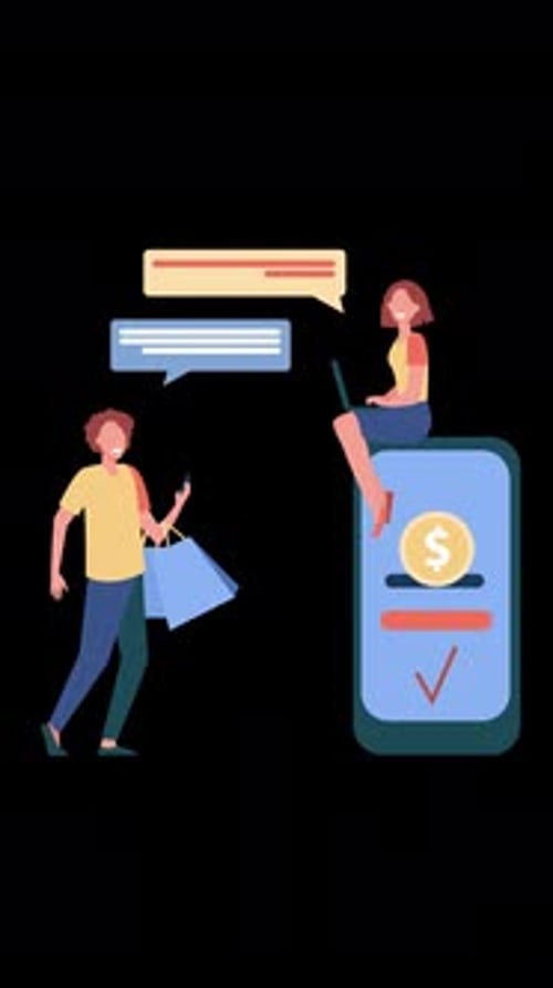 Receiving Payment With Smartphone On Vertical On Alpha Channel
