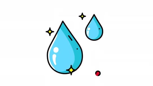 Flat Design Animated Water Drops Icon