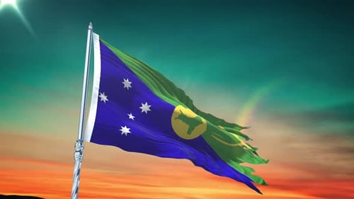 Christmas Island Flag Waving in Realistic 3D Animation