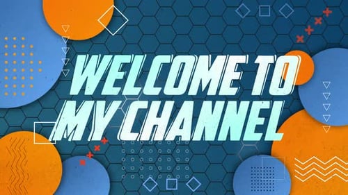Animated Welcome Text Title with Abstract Geometric Background
