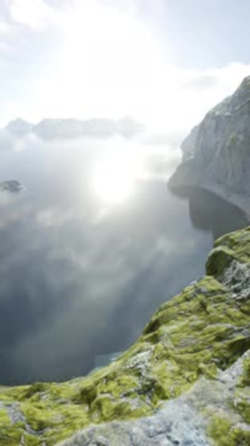 Aerial Summer Sky Panorama View of Norway Mountains