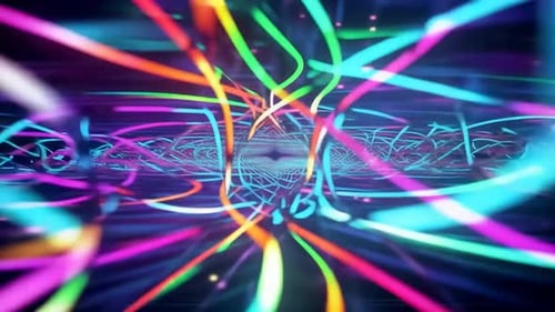 Abstract Neon Glowing Lines Motion Background Loop