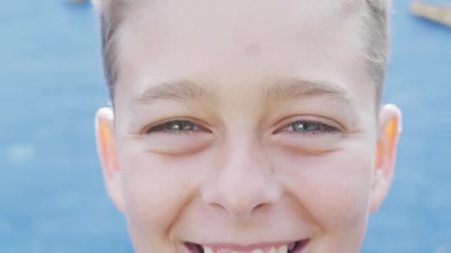 Smiling Boy Extreme Close Up