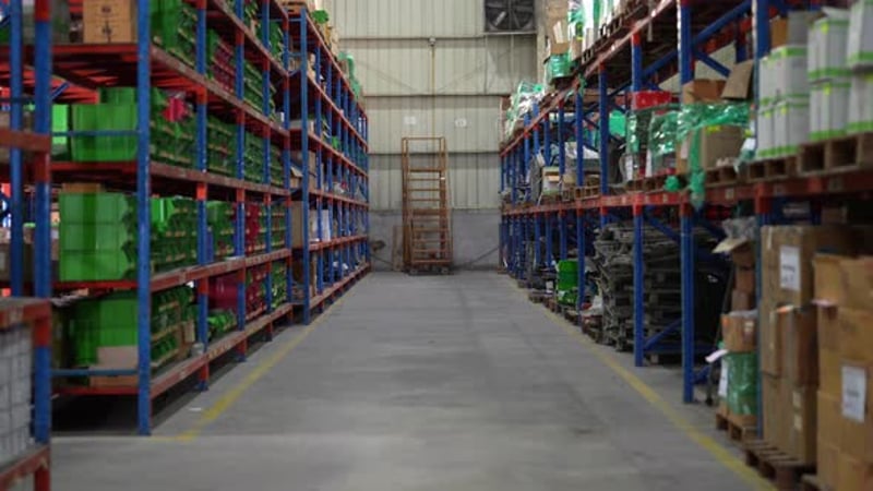 Warehouse of Pallet Racks Logistics Center, Industrial Stock Footage ft ...