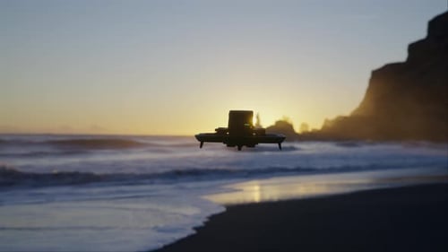 A Drone Flying Near Iceland's Reynisfjall Mountain