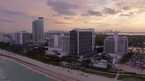 Aerial view of hotels in Miami Beach, United States.