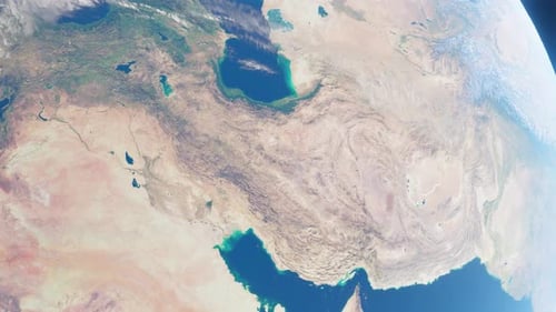 3D Animation showing Iran from space