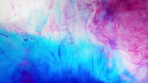Abstract Ink Drop Blue Pink Color Background White