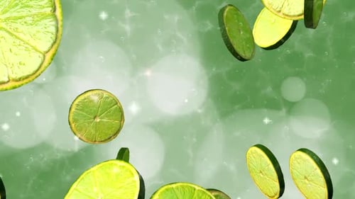 Refreshing Falling Lime Slices Loop Background Animation