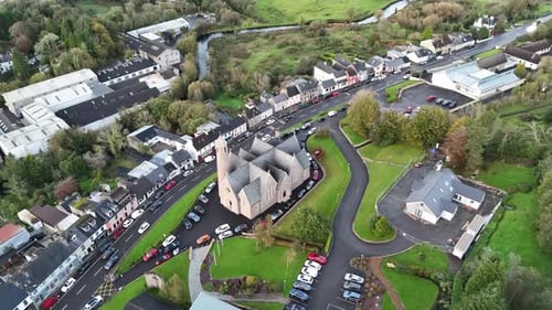 Aerial View of Irish St Patrick's Church in Donegal Town Ireland