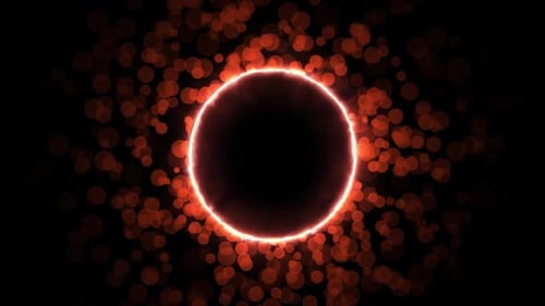 Particule annulaire rouge numérique sur fond noir