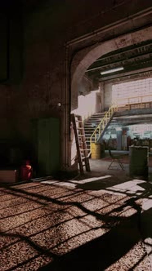 Sunlight Casting Shadows in Abandoned Auto Repair Shop