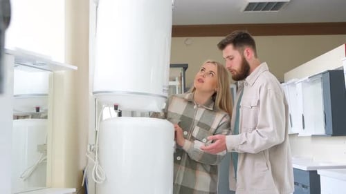 A European Family Chooses a Boiler for Home Heating Home Renovation Concept