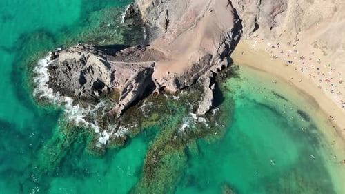 Aerial view of costa de papagayo beach, Spain.