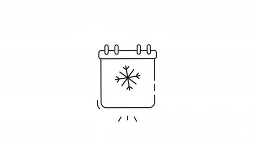 Minimalist Calendar Snowflake Line Icon Animation