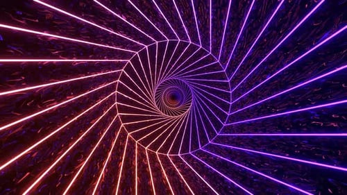 Blue And Orange Spiral Neon Abstract Background VJ Loop l 4K