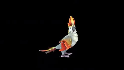 Animated Cartoon Parrot Character with Flapping Wings