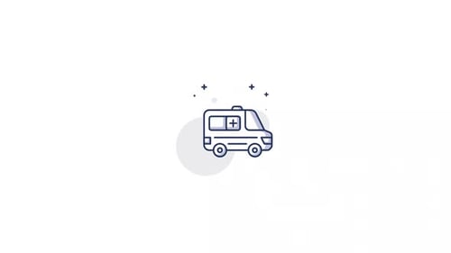 Animated Ambulance Line Icon with Modern Flat Design