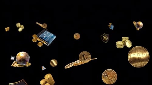 Moving animation of crypto products. Transparent background and loop video.