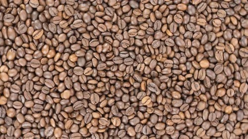 Aromatische Kaffeekörner, Ansicht von oben