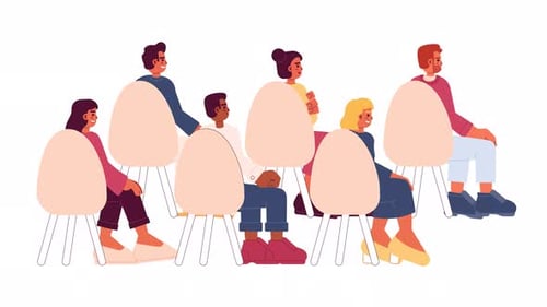 People Raising Hands Flat Design Corporate Meeting Animation