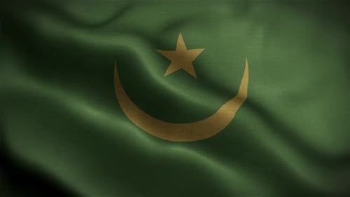 Seamless Waving Flag with Star and Crescent Symbol