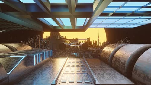 Sci Fi Futuristic City Tunnel 3d