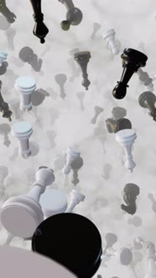 Falling 3D Chess Pieces Modern Abstract Background