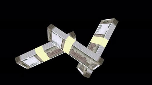 3D Animation of Indian Rupee Banknotes Floating and Rotating