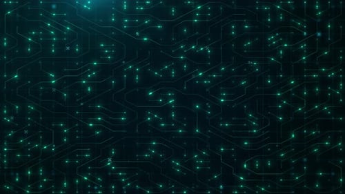 motion circuit board or computer motherboard with neon effect