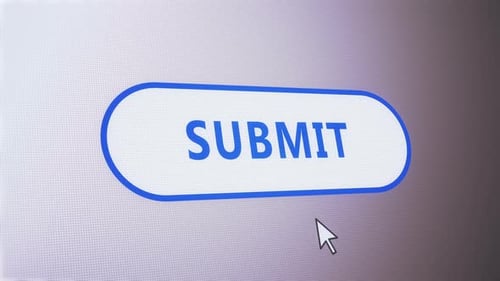 Submit button pressed on computer screen by cursor pointer mouse