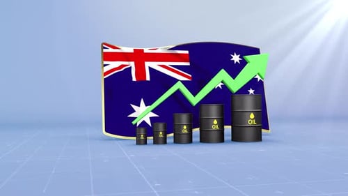 Australia Oil Revenue And Reserves Growth With Rising Green Arrow