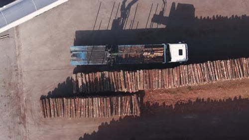 Aerial Loading Lumber onto Truck with Crane