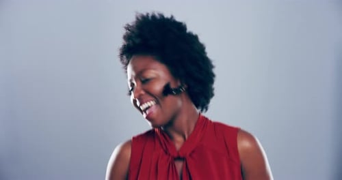 Attractive Woman Energetically Dancing Close Up