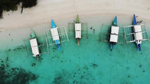 Aerial view of tropical beach on the Bulog Dos Island, Philippines. Beautiful tropical island with s
