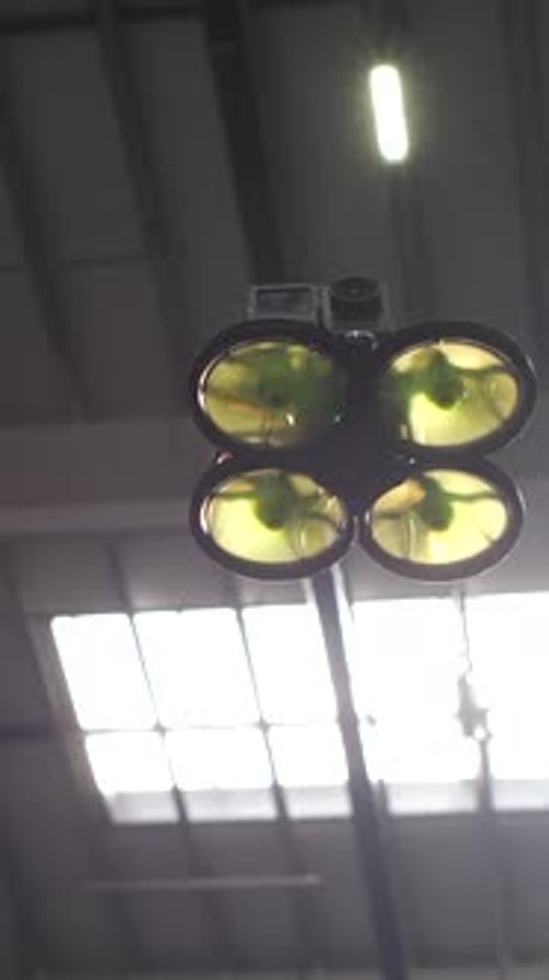 Vertical Video Hovering Fpv Drone Side View of the Diy Fpv Drone in Flight