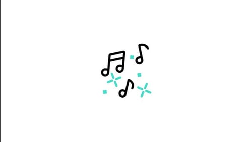 Animated Flat Design Musical Notes with Sparkles