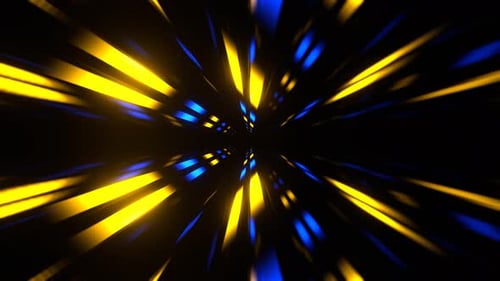 Blue And Yellow Infinity Neon Abstract Tunnel Background Vj Loop I 4K