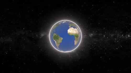 Animation des Planeten Erde im Weltraum. 2183