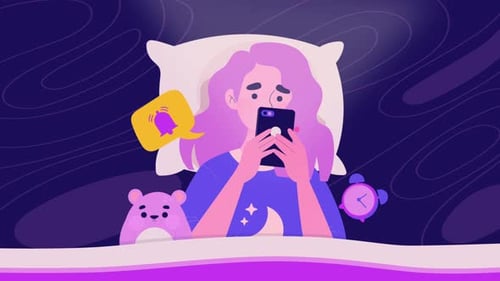 Person Using Smartphone in Bed with Social Media Notifications