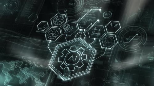 Futuristic AI Technology Hexagon Icons HUD Animation