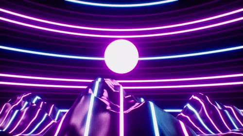 Neon Lights Striped Mountain
