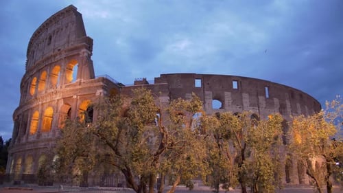 Colosseum, Rome, Italy, Sunrise, Night, Day, Light, Wide, Long, bird