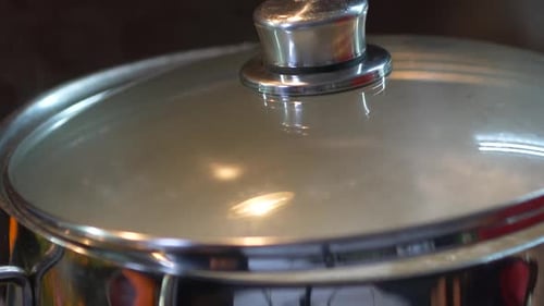 Close-up of a Steaming Cooking Pot