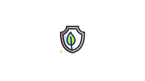 Animated Environmental Protection Shield Icon with Sparkles