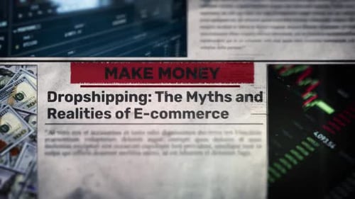 Animated Retro Newspaper Headlines on E-commerce and Making Money
