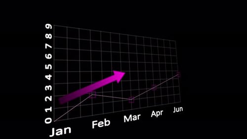 Neon 3D Growth Chart with Rising Arrow – Business Analytics and Data Visualization. Graph