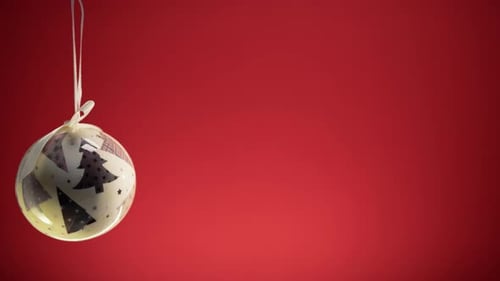 Festive Christmas Ornament Decoration on Red Background